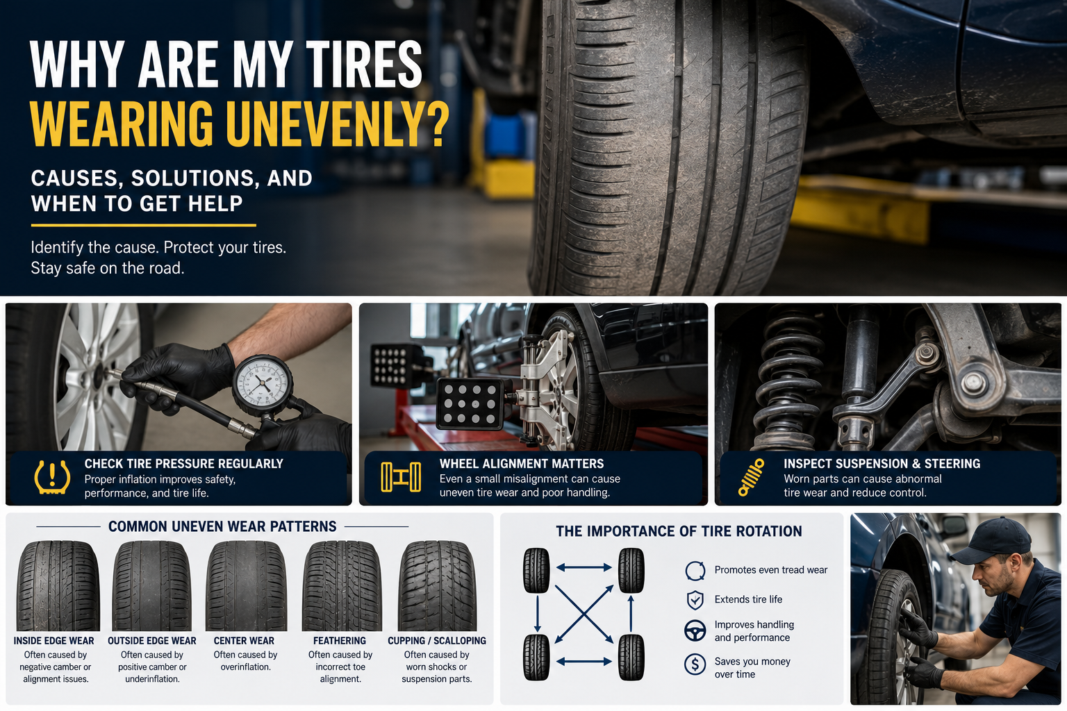 uneven tire wear infographic